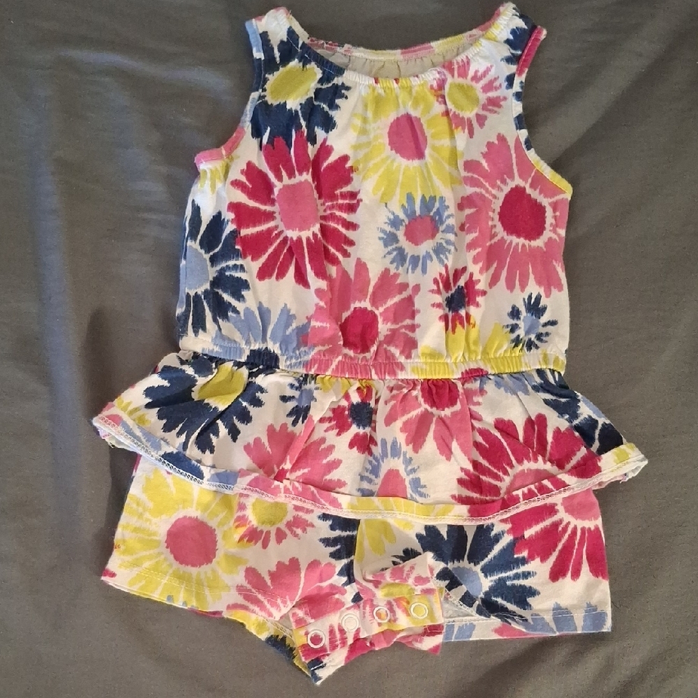 Place Infant Tie-Dye Romper in Pink, Blue & Yellow